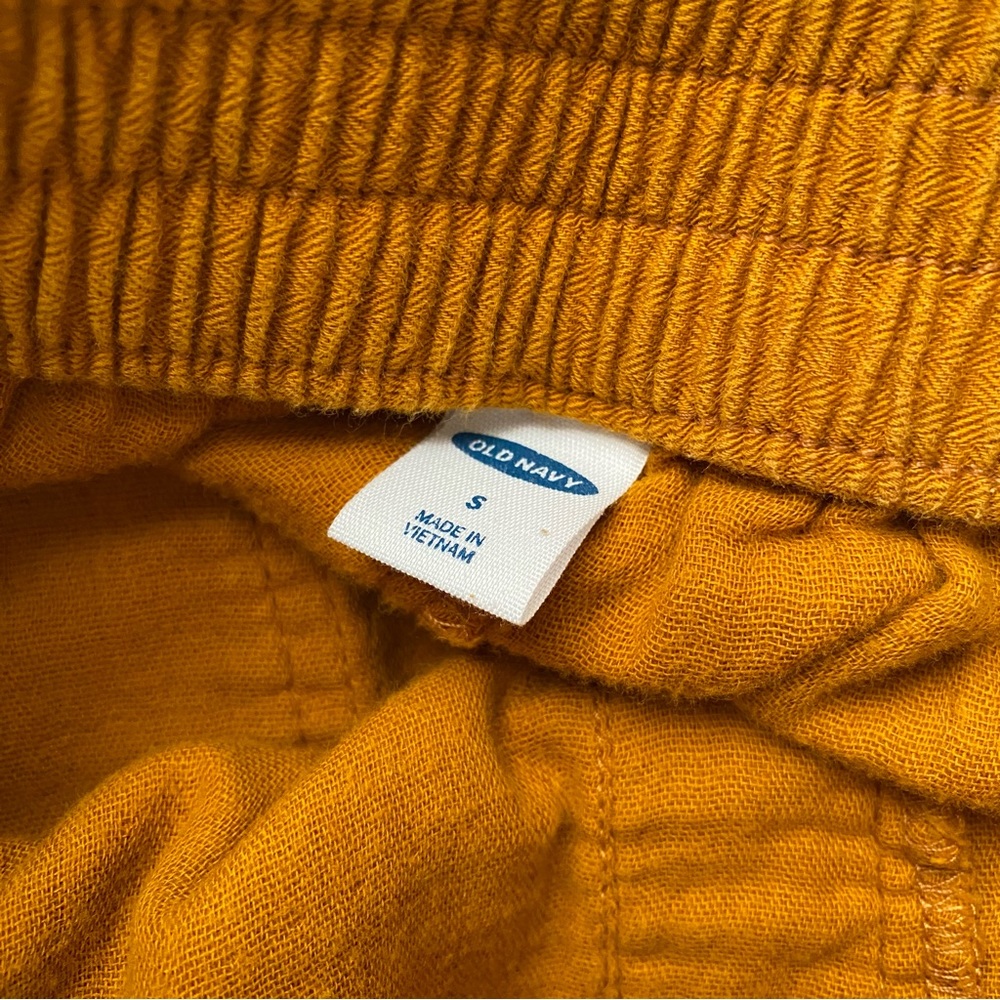 Mustard Orange Crinkled Styled Pull On Shorts - Picture 3 of 11